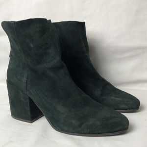 Lucky Brand Chunky Ankle Boots Sz 9.5M Dark Green Leather